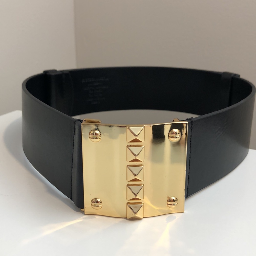BCBGMaxAzria Black Belt with Gold Accents